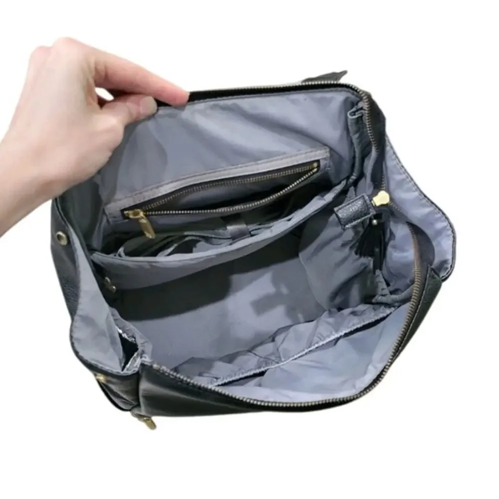 Freshly Picked Classic Diaper Bag Backpack Black Vegan Leather Large‎